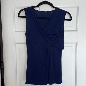 Tahari Navy Draped Tank Top